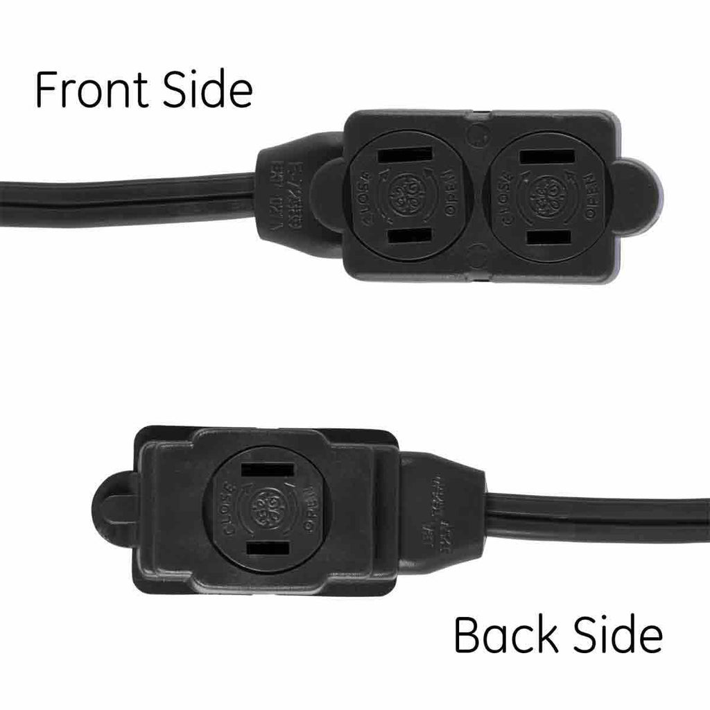 GE 3-Outlet 12ft. Extension Cord with twist-to-Close Outlets, Black