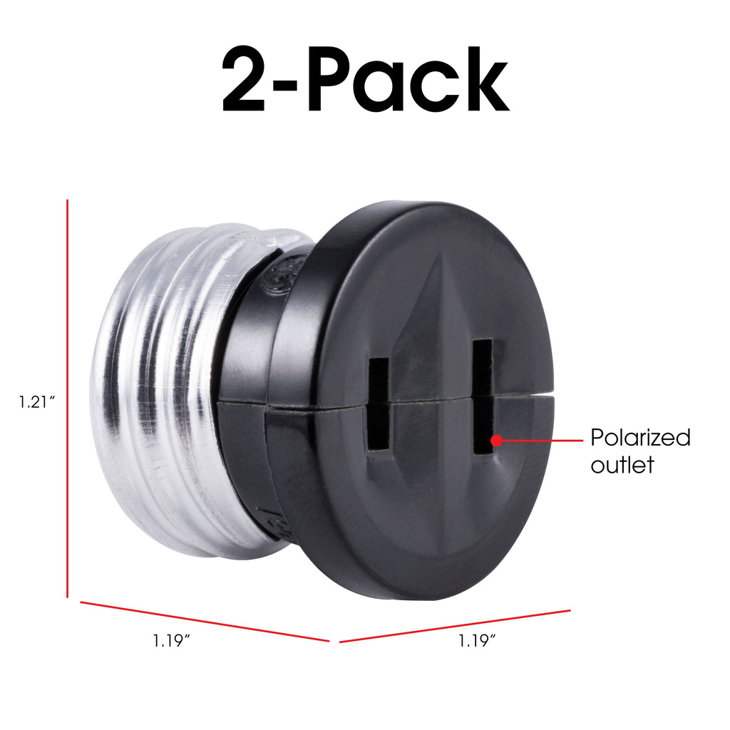 Power Gear Handy Outlet, Polarized, Bulb Socket to Outlet, 2 Pack