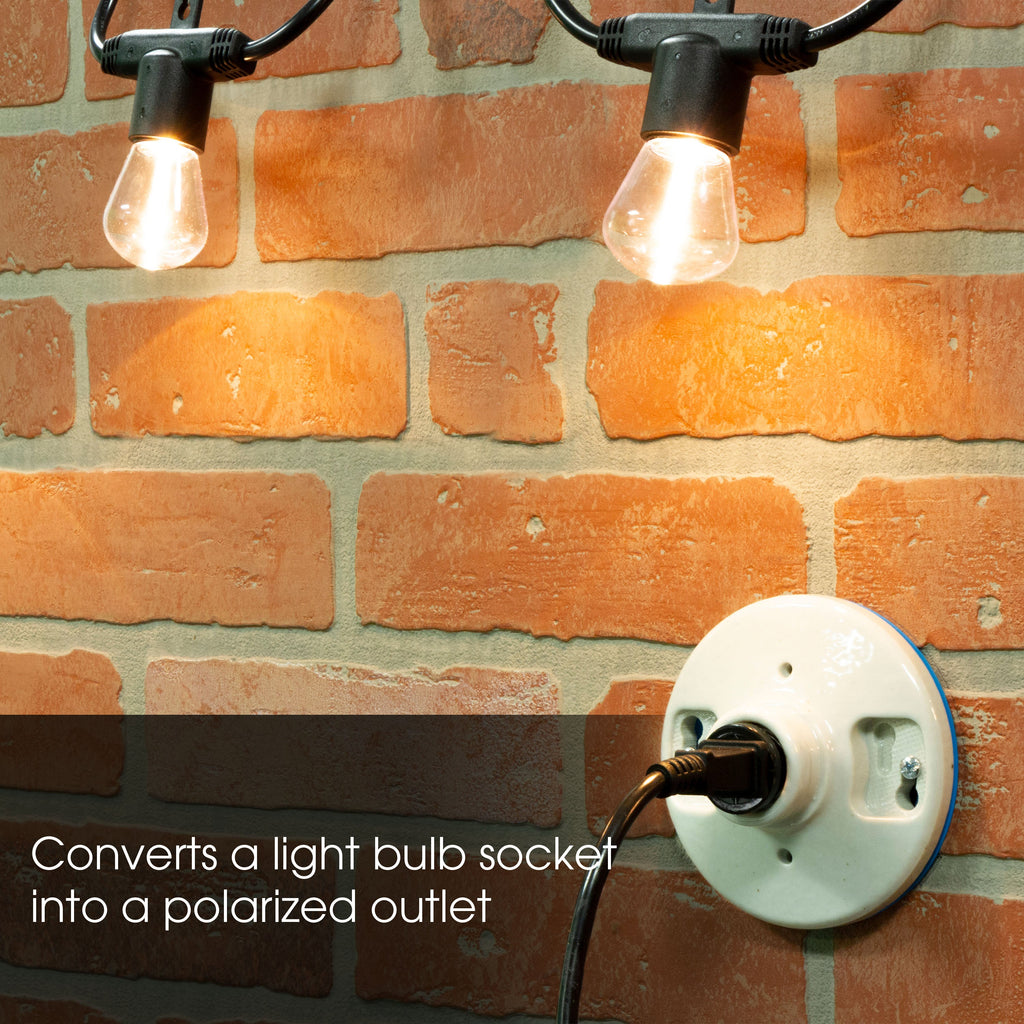 Power Gear Handy Outlet, Polarized, Bulb Socket to Outlet, 4 Pack