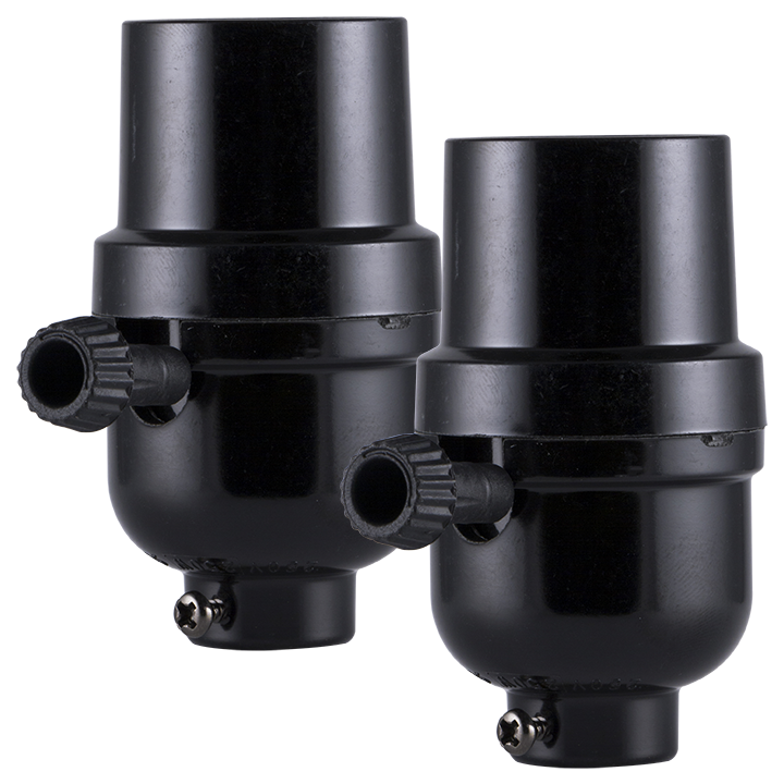 Power Gear 3-Way Lamp Socket, Black 2 Pack