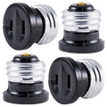 Power Gear Handy Outlet, Polarized, Bulb Socket to Outlet, 4 Pack