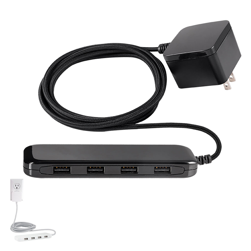 UltraPro™ USB Power Strip, 4-USB-A, 4.8A, Black