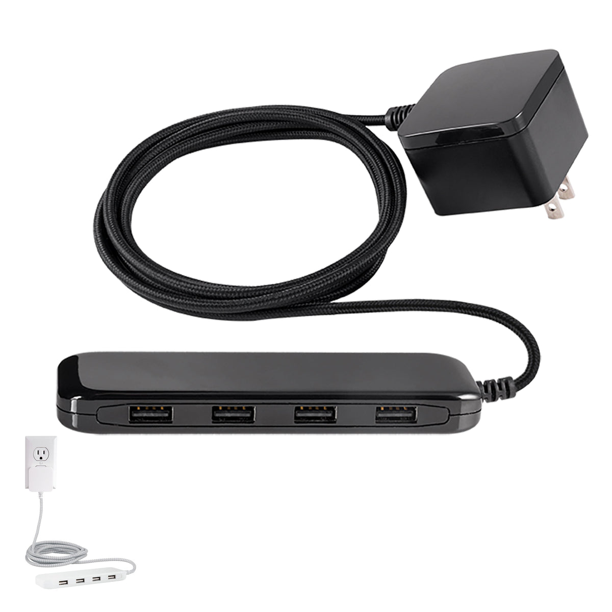 UltraPro™ USB Power Strip, 4-USB-A, 4.8A, Black
