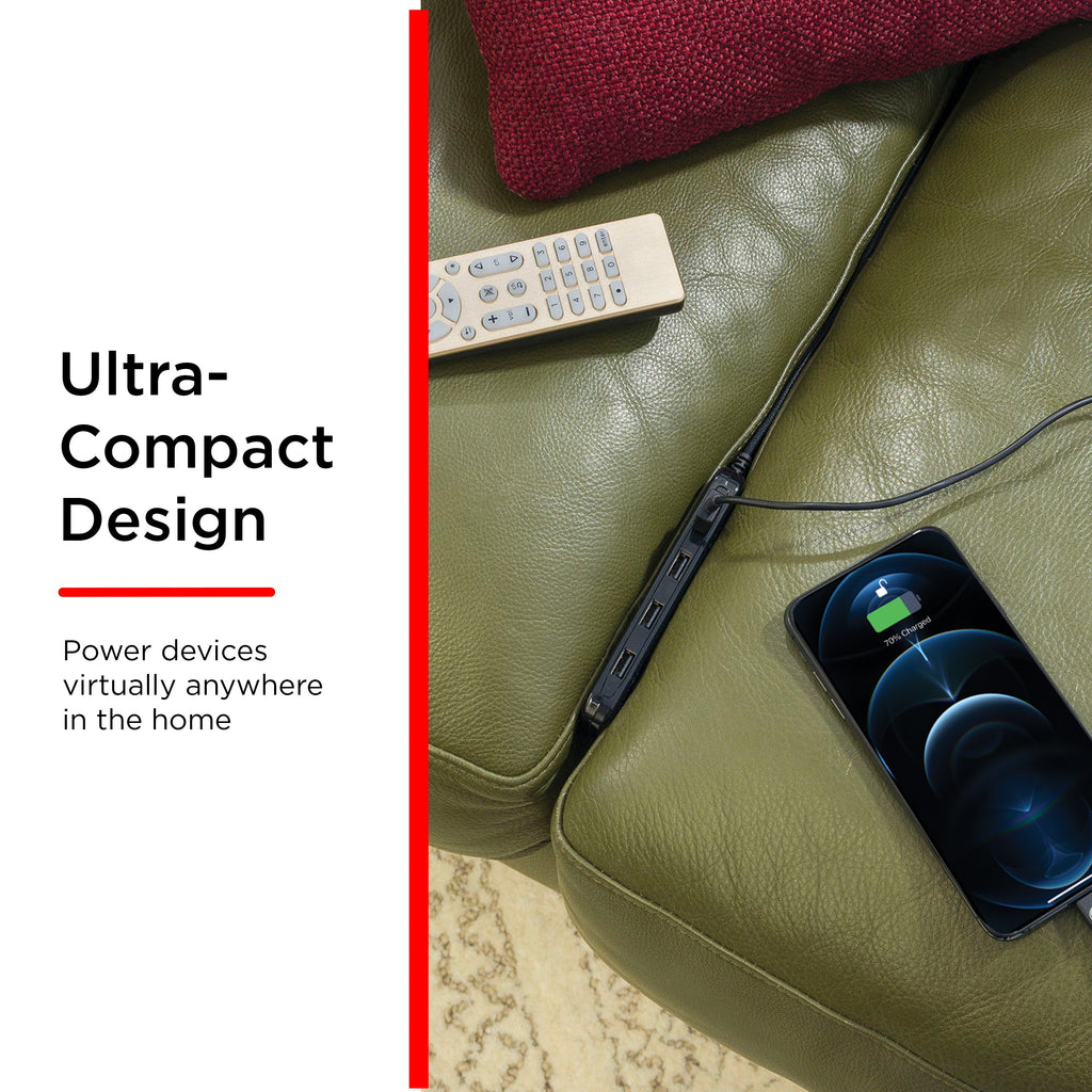 UltraPro™ USB Power Strip, 4-USB-A, 4.8A, Black