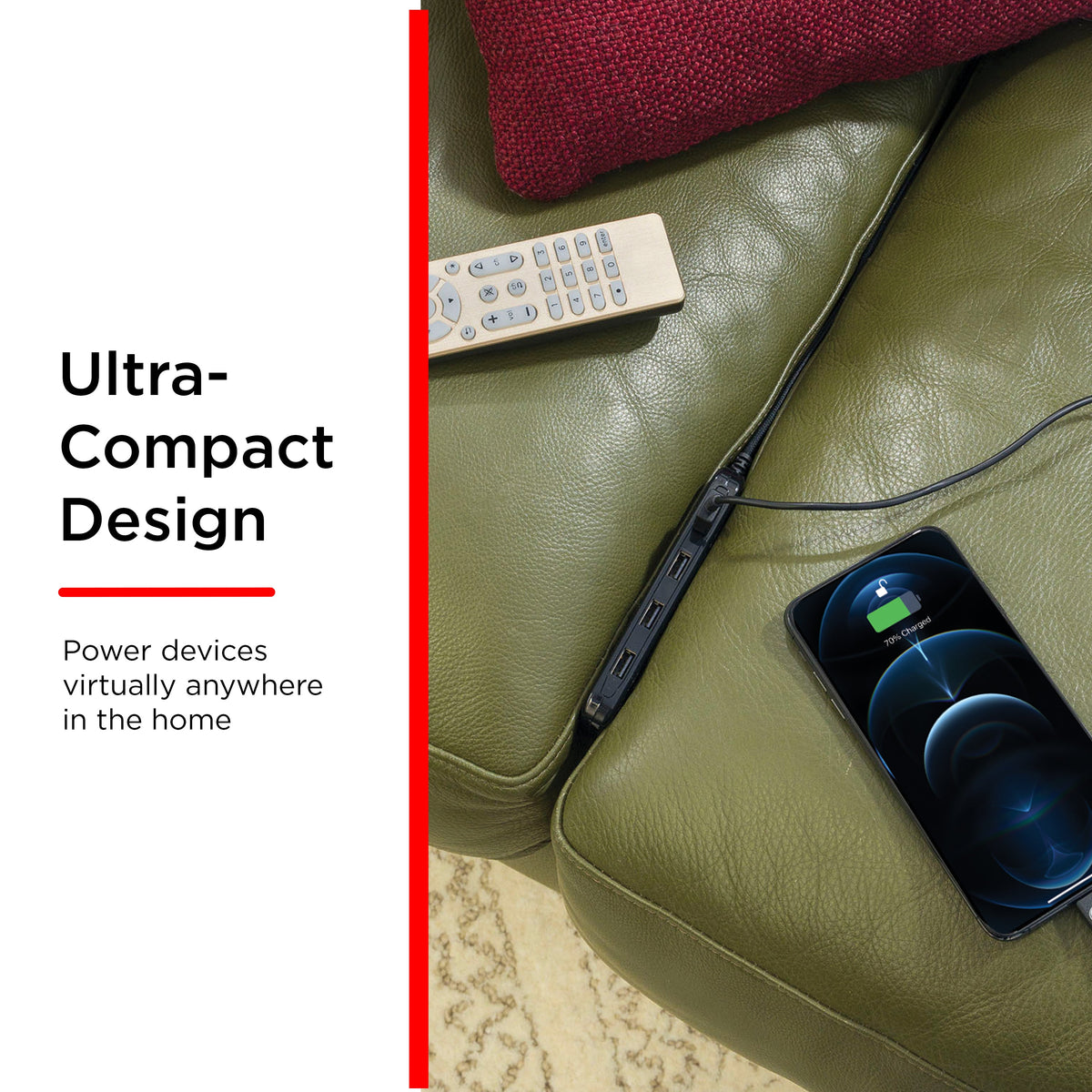 UltraPro™ USB Power Strip, 4-USB-A, 4.8A, Black