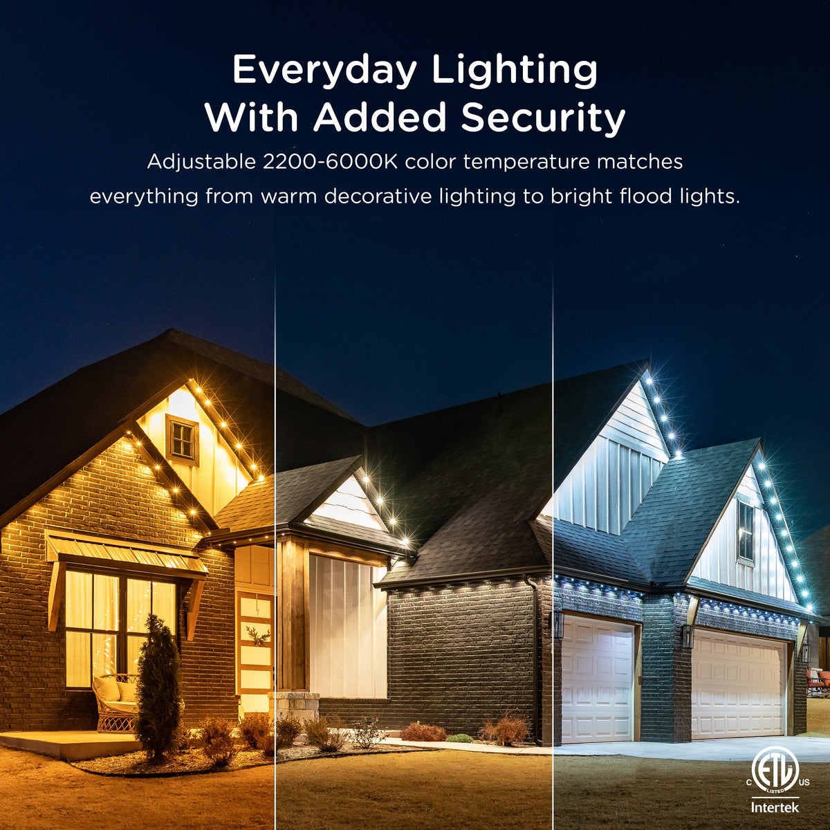 Enbrighten WiFi VIBE Color-Changing Permanent Outdoor Eternity Eave Lights, 72 Lights, 100ft. Black Cord