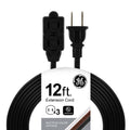 GE 3-Outlet 12ft. Extension Cord with twist-to-Close Outlets, Black