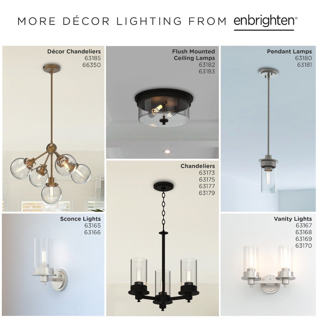 Enbrighten 5-Head Chandelier with LED Vintage Bulbs, Matte Black