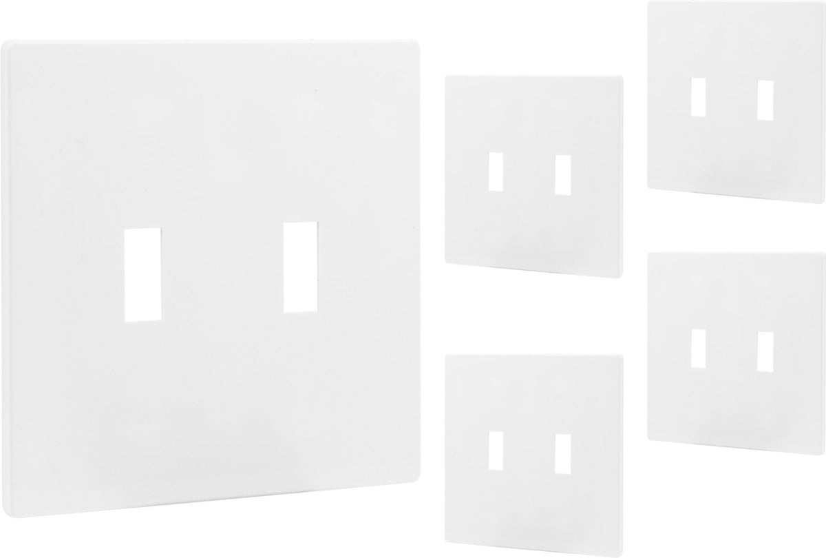 Power Gear Double Toggle Screwless Wall Plate, White, 5 Pack