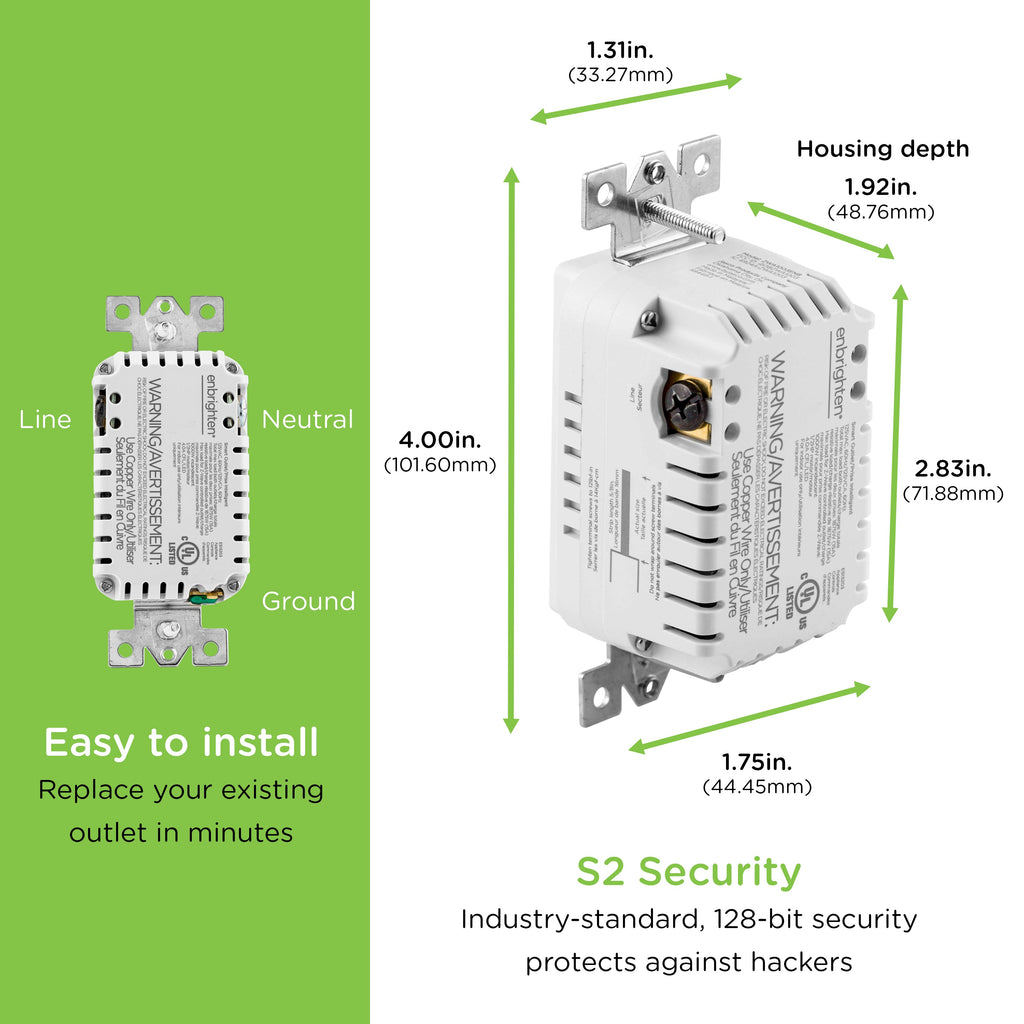 Enbrighten In-Wall Z-Wave Tamper-Resistant Smart Outlet
