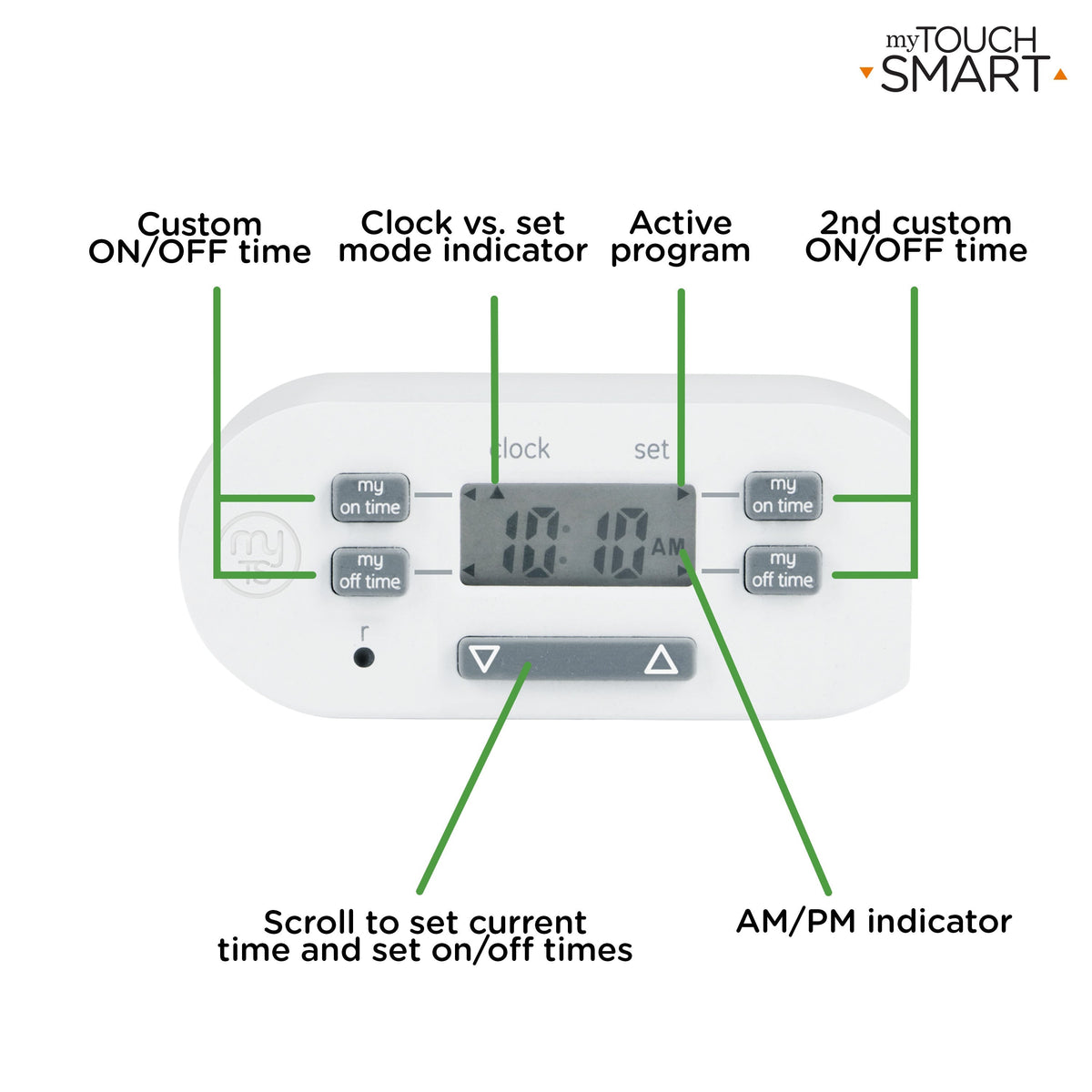 myTouchSmart Indoor Plug-In Simple Set Digital Bar Timer, White