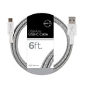 Cordinate 6ft. USB-A to USB-C Braided Charging Cable, Gray/White