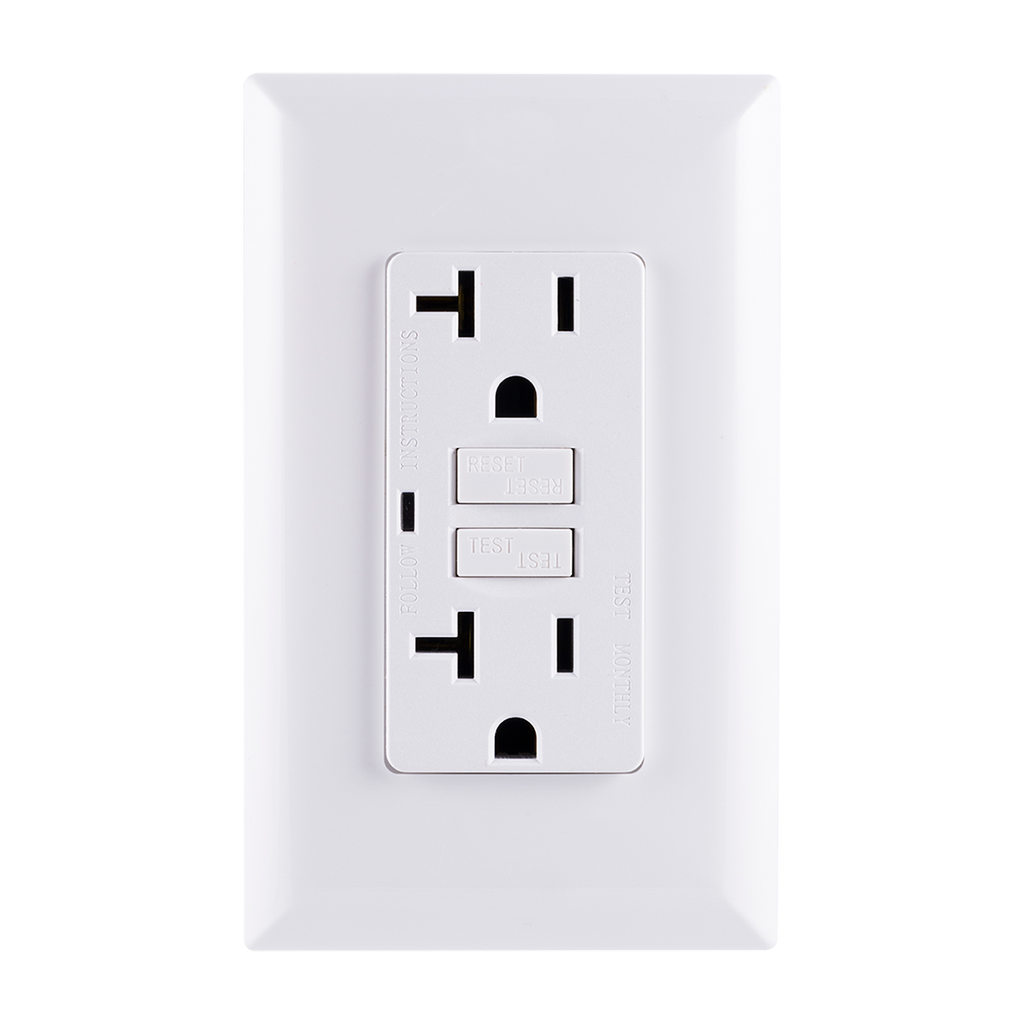GE Grounding GFCI Receptacle with LED Indicator, White
