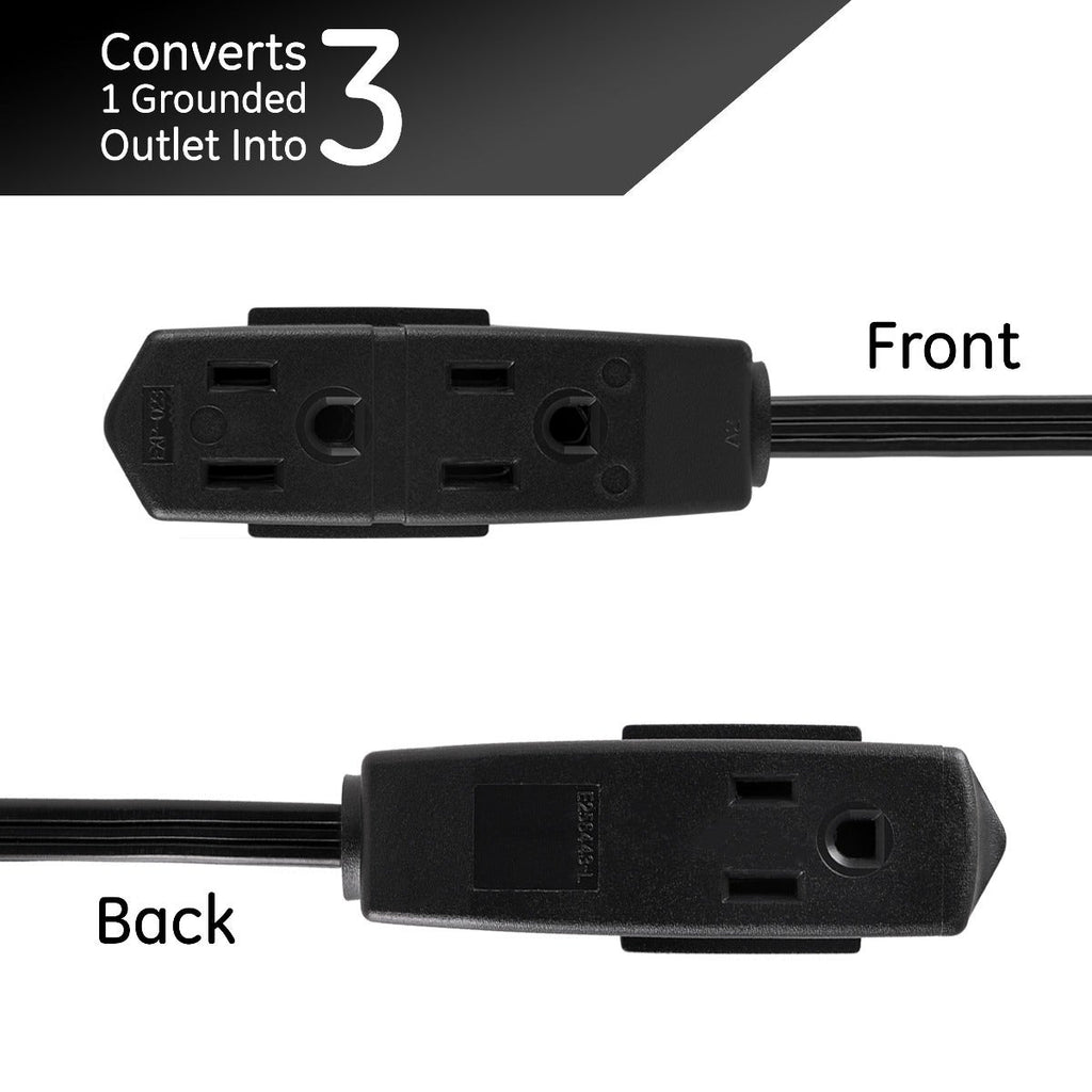 GE 3-Outlet 15ft. Extension Cord with Right-Angle Plug, Black