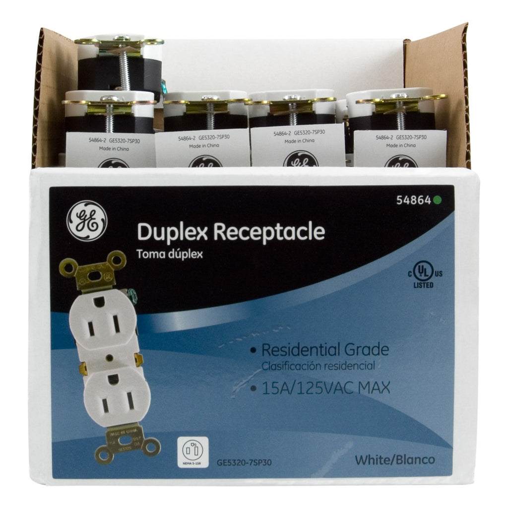 GE Duplex Receptacle, White