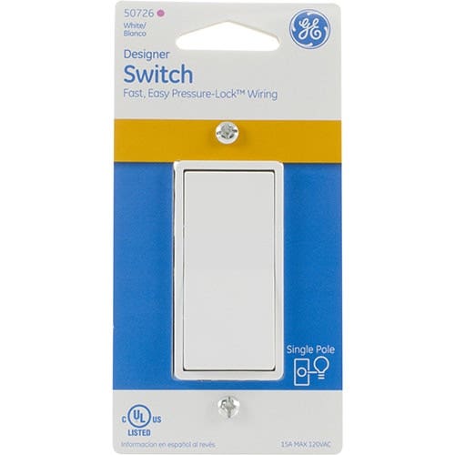 GE Grounding Paddle Rocker Switch, White