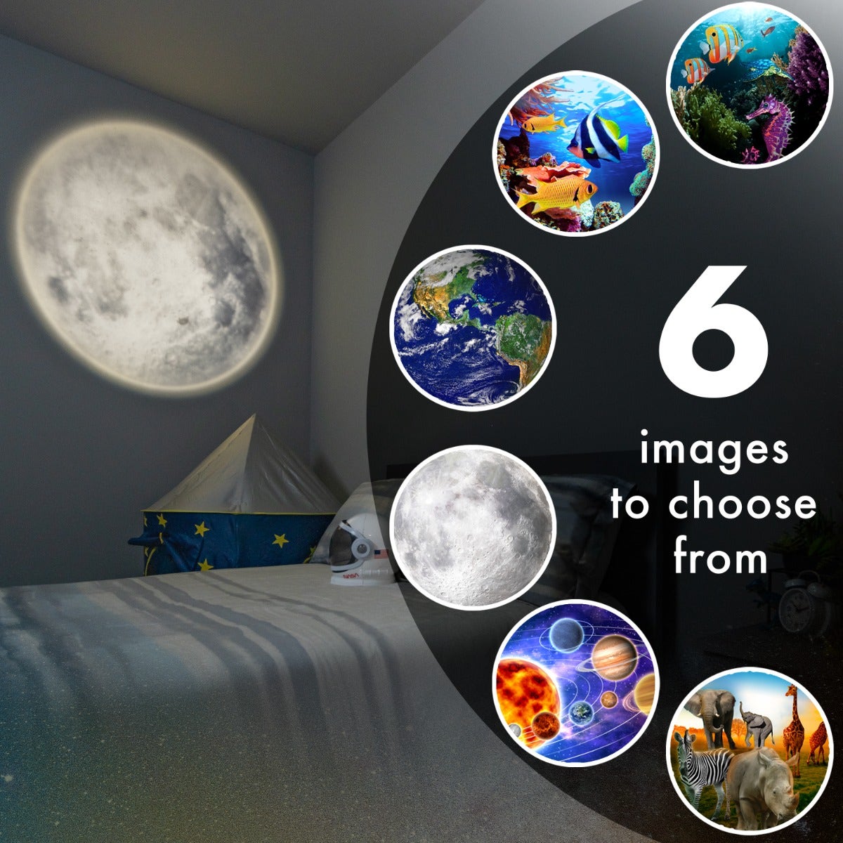 Projectables Outdoor Fun Light Sensing 6-Image LED Night Light, Blue
