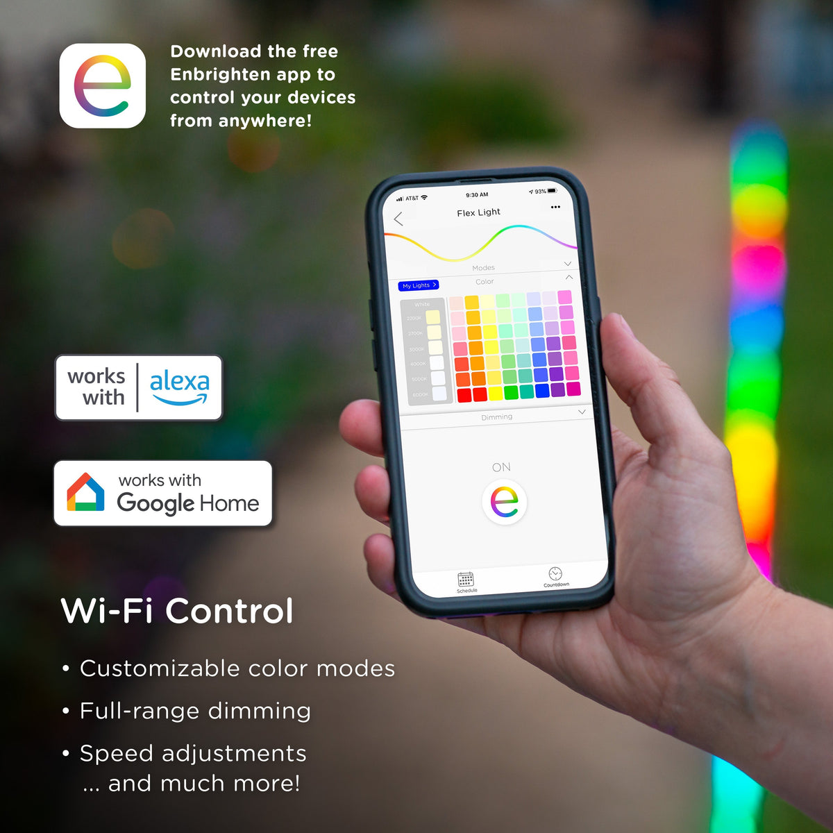 Enbrighten WiFi VIBE Indoor/Outdoor Color-Changing LED Flex Light, 24ft.