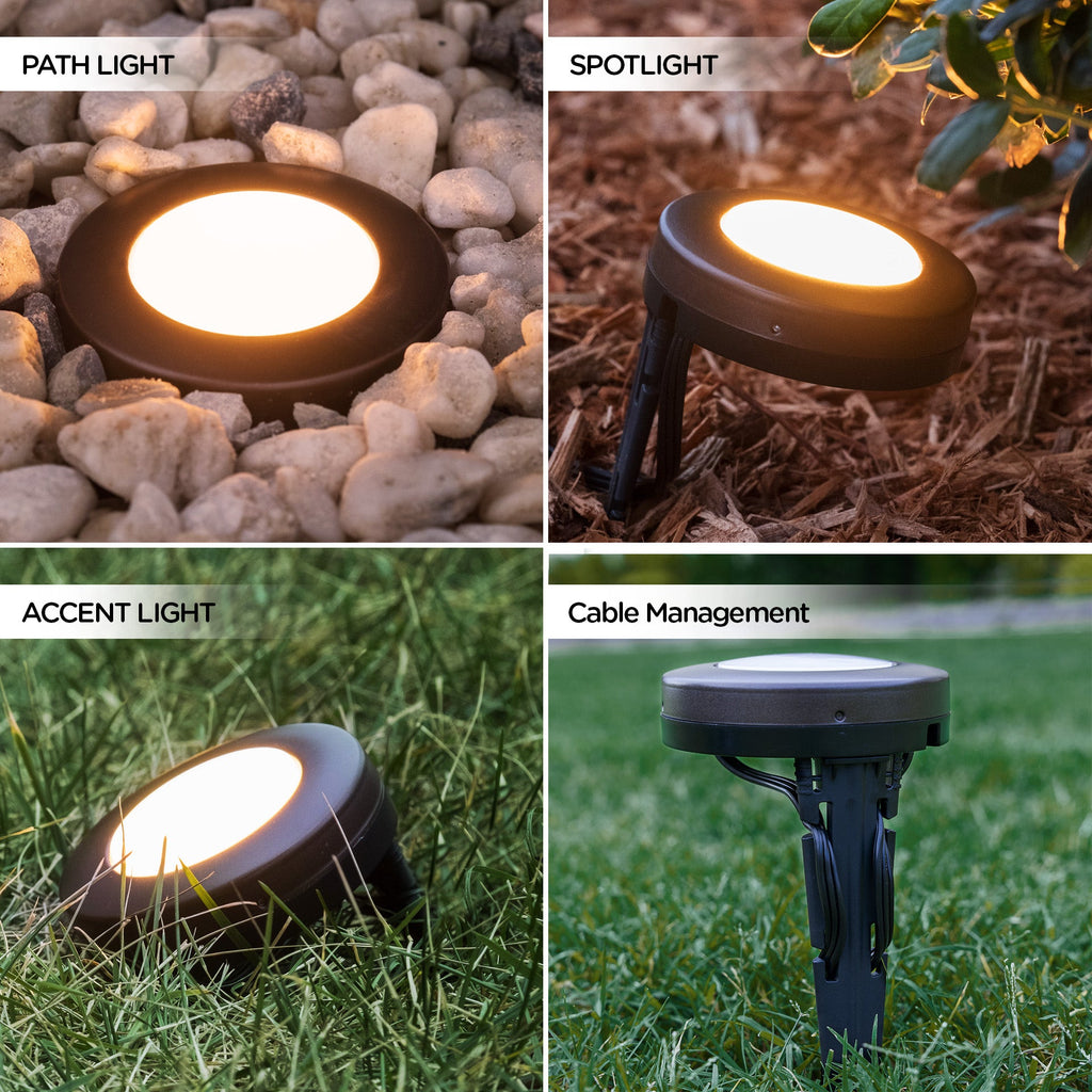 Enbrighten Seasons Color-Changing LED Landscape Lights, 6 Pucks, 40ft. Black Cord