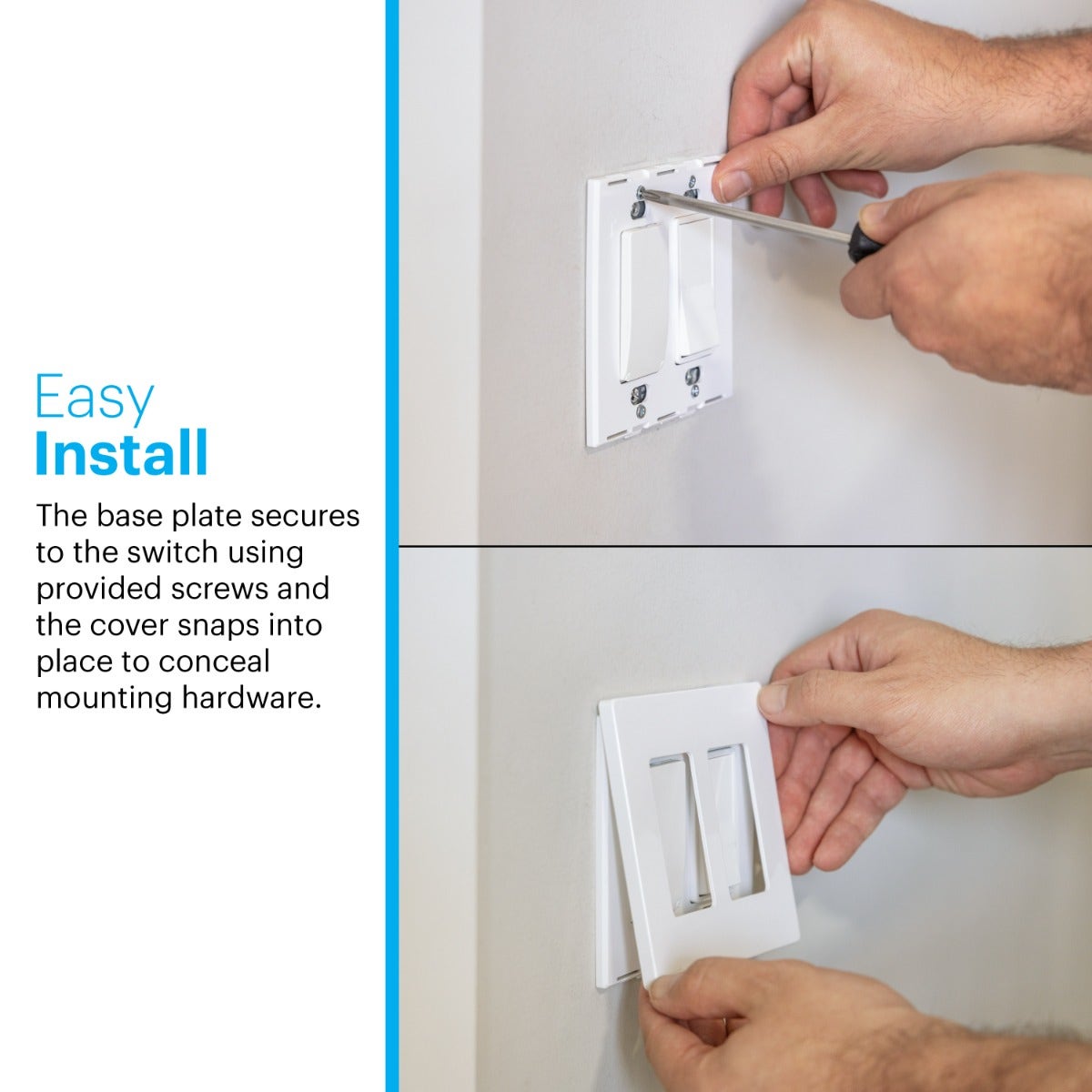 Power Gear Double Rocker Screwless Light Switch Wall Plate, 10 Pack, White