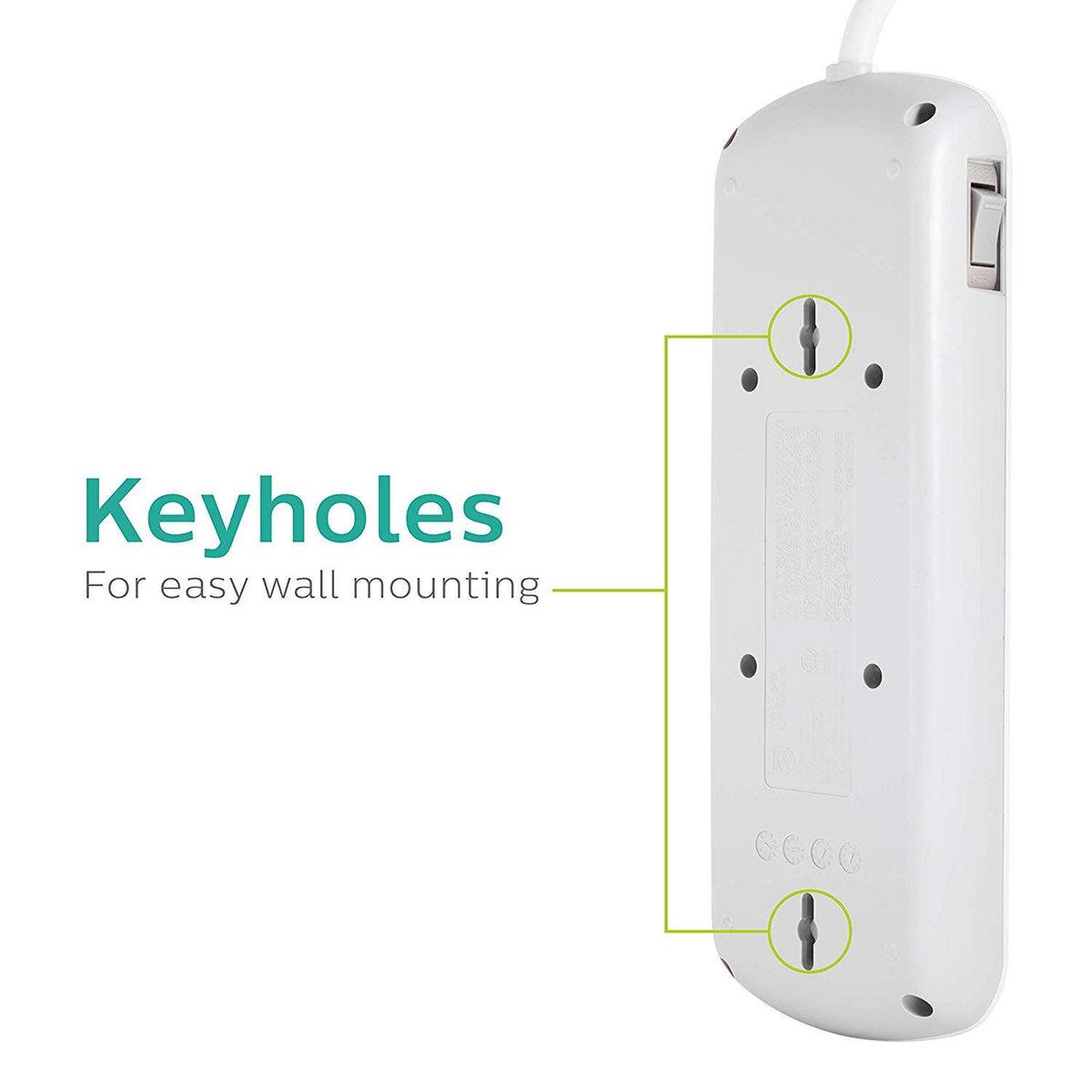 Philips 8-Outlet 8ft. Surge Protector, White
