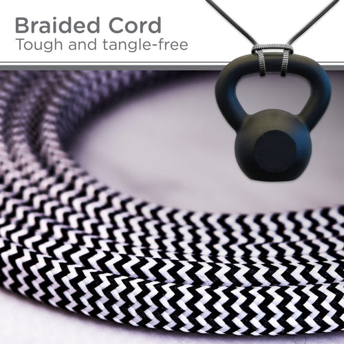 Cordinate 3-Outlet 8ft. Braided Extension Cord with Flat Plug, Black/White