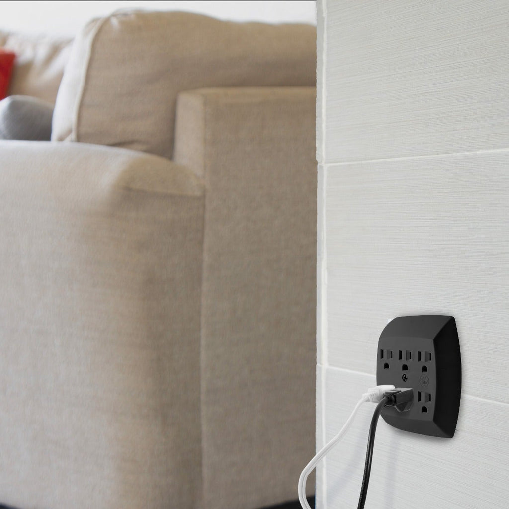 GE 6-Outlet Wall Tap, Black
