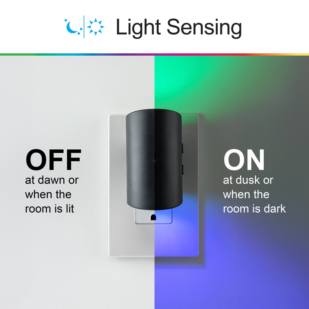 GE Color-Changing Light Sensing Swivel Night Light, Black