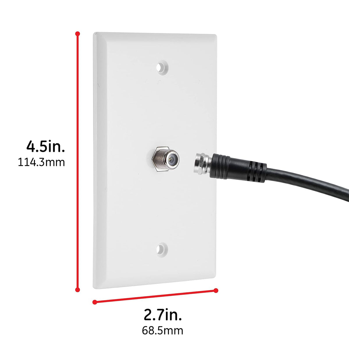 GE-branded Coax Cable Wallplate, White