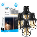 GE Vintage Cage Frame Light Sensing LED Night Light, Black, 4 Pack