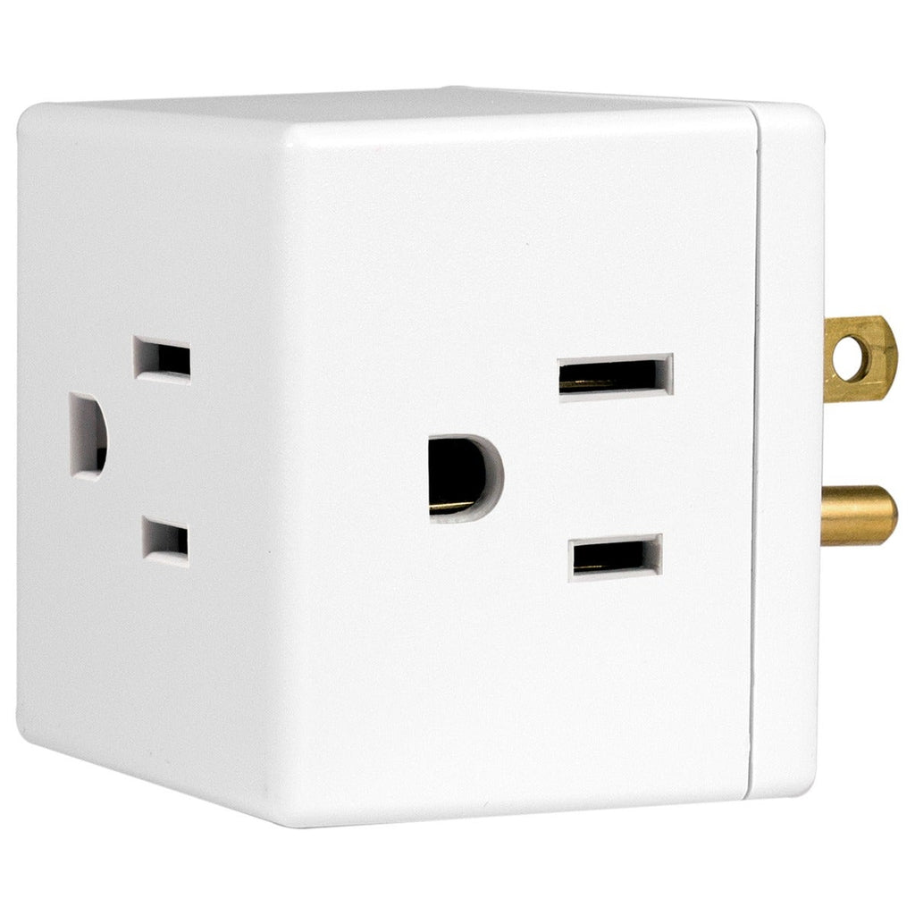 GE Grounded 3-Outlet Wall Tap, White