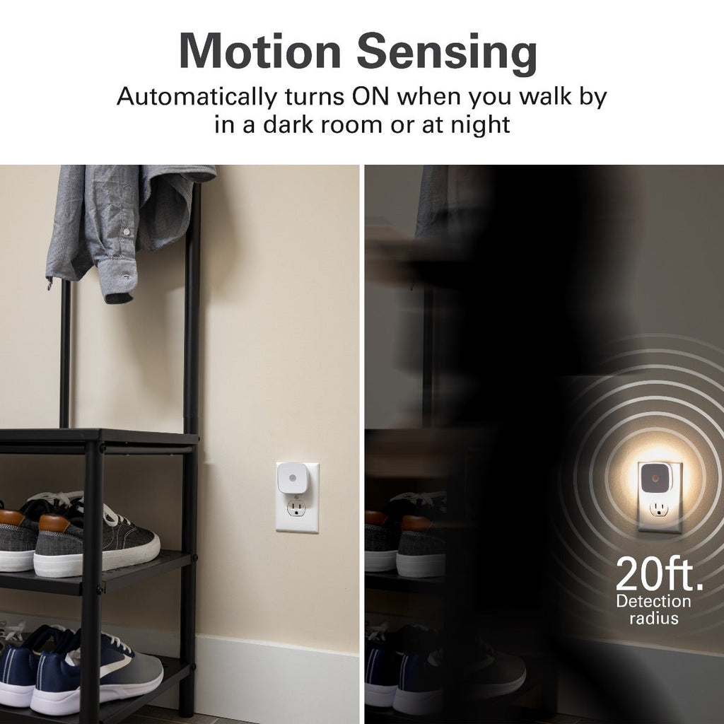 Lights by Night Mini Motion Sensing LED Night Light, 2 Pack, White