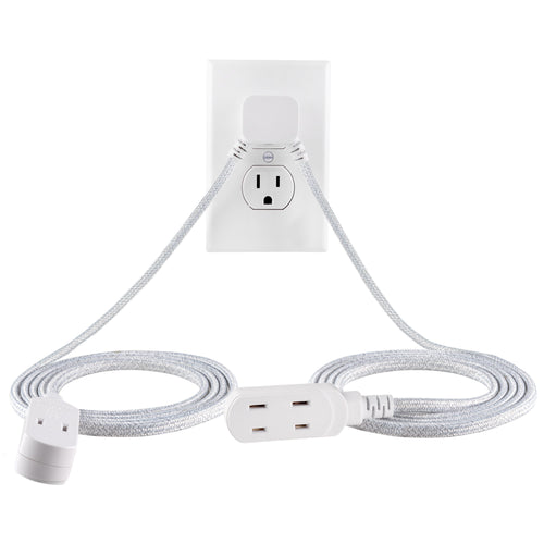 Cordinate 3-Outlet 12ft. Dual Split Extension Cord Braided, Indoor, White