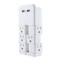 GE 6-Outlet 2-USB Wall Tap with Surge Protection and Swivel Outlets, White