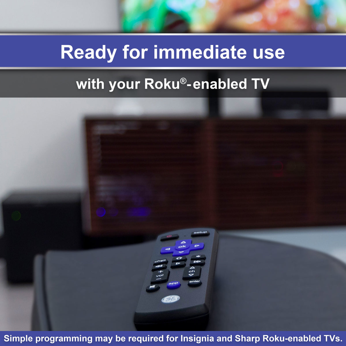 GE Roku TV Replacement Remote, Black