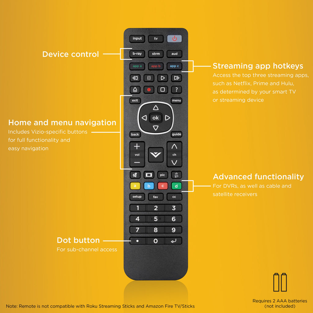 UltraPro 4-Device Universal Vizio TV Replacement Remote