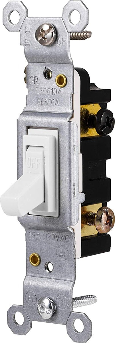 GE Grounding Toggle Switch, White, 5 Pack