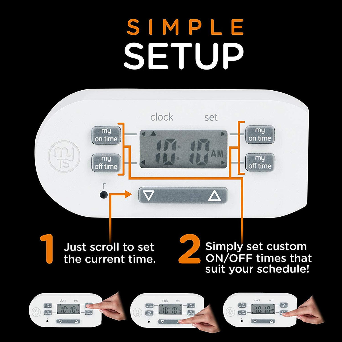 myTouchSmart Indoor Plug-In Simple Set Digital Bar Timer, White