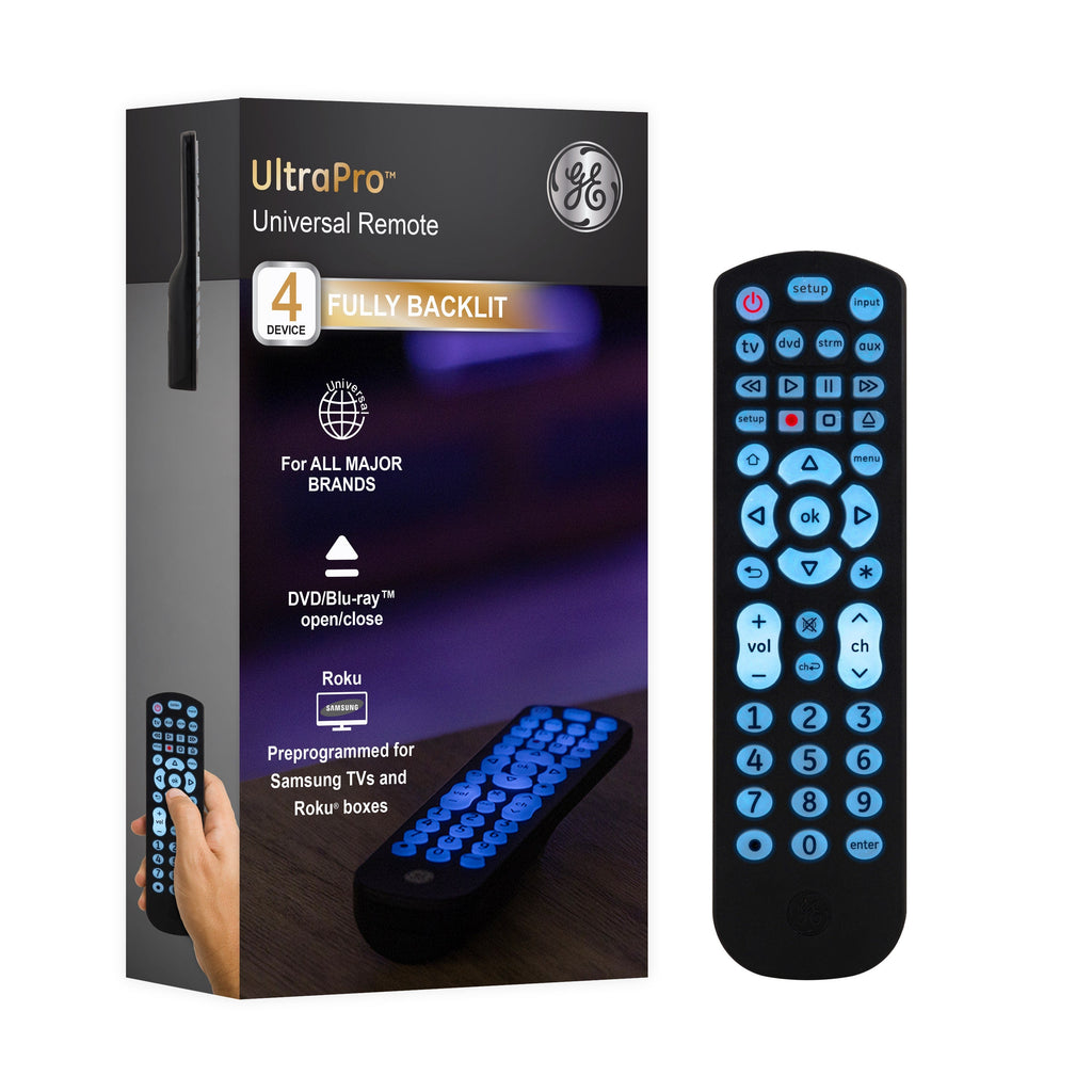 GE 4-Device Backlit Universal Remote, Black