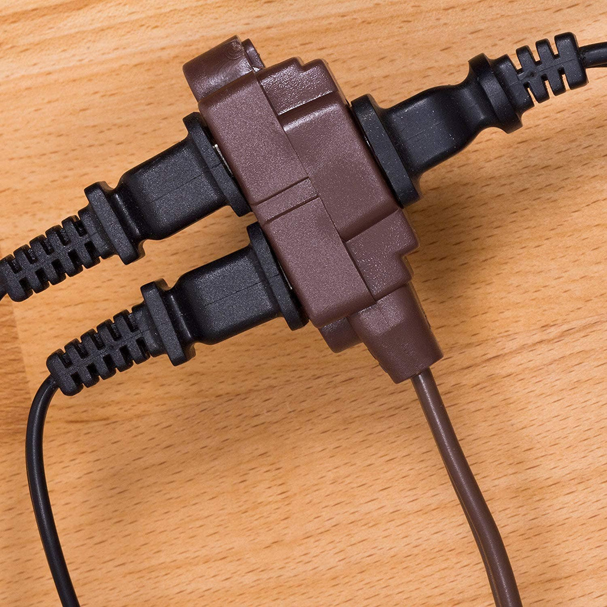 GE 3-Outlet 12ft. Extension Cord with Twist-to-Close Outlets, Brown