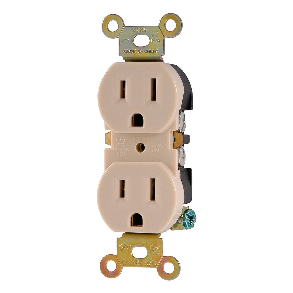GE Duplex Receptacle, Ivory