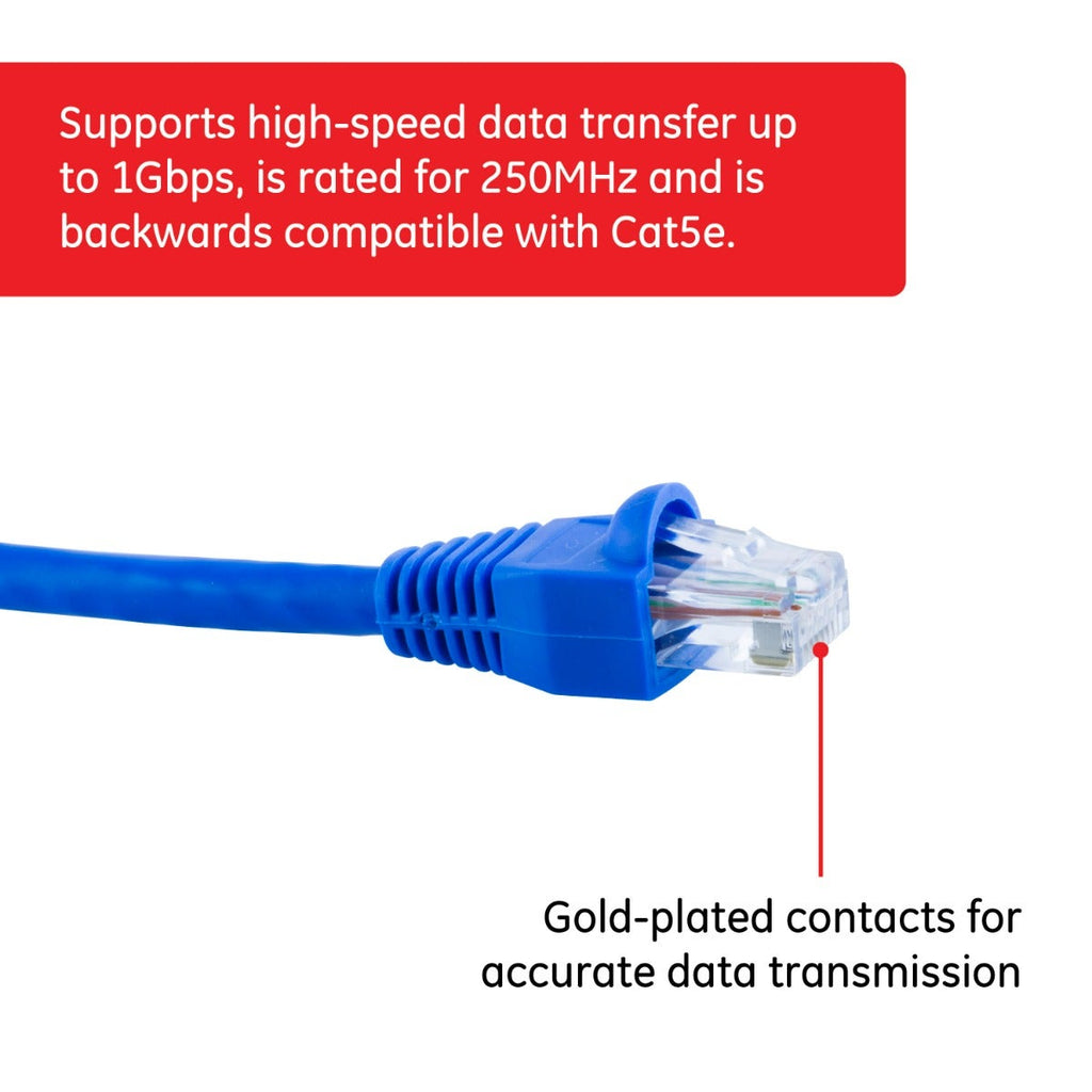 GE Pro 7ft. Cat6 Ethernet Internet Cable, Blue