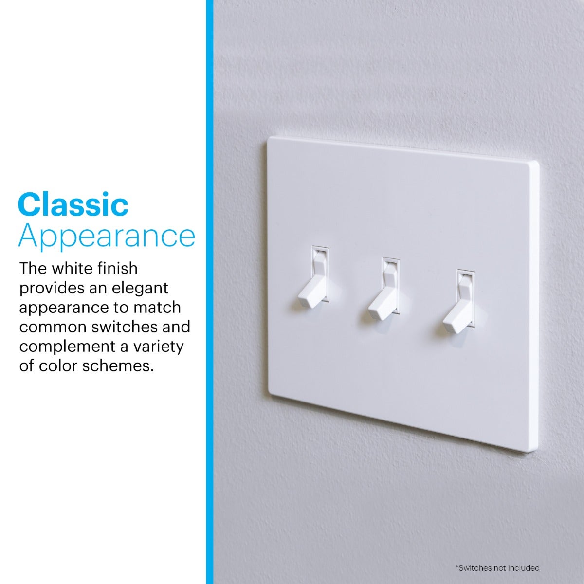 Power Gear Triple Toggle Screwless Wall Plate, White, 5 Pack