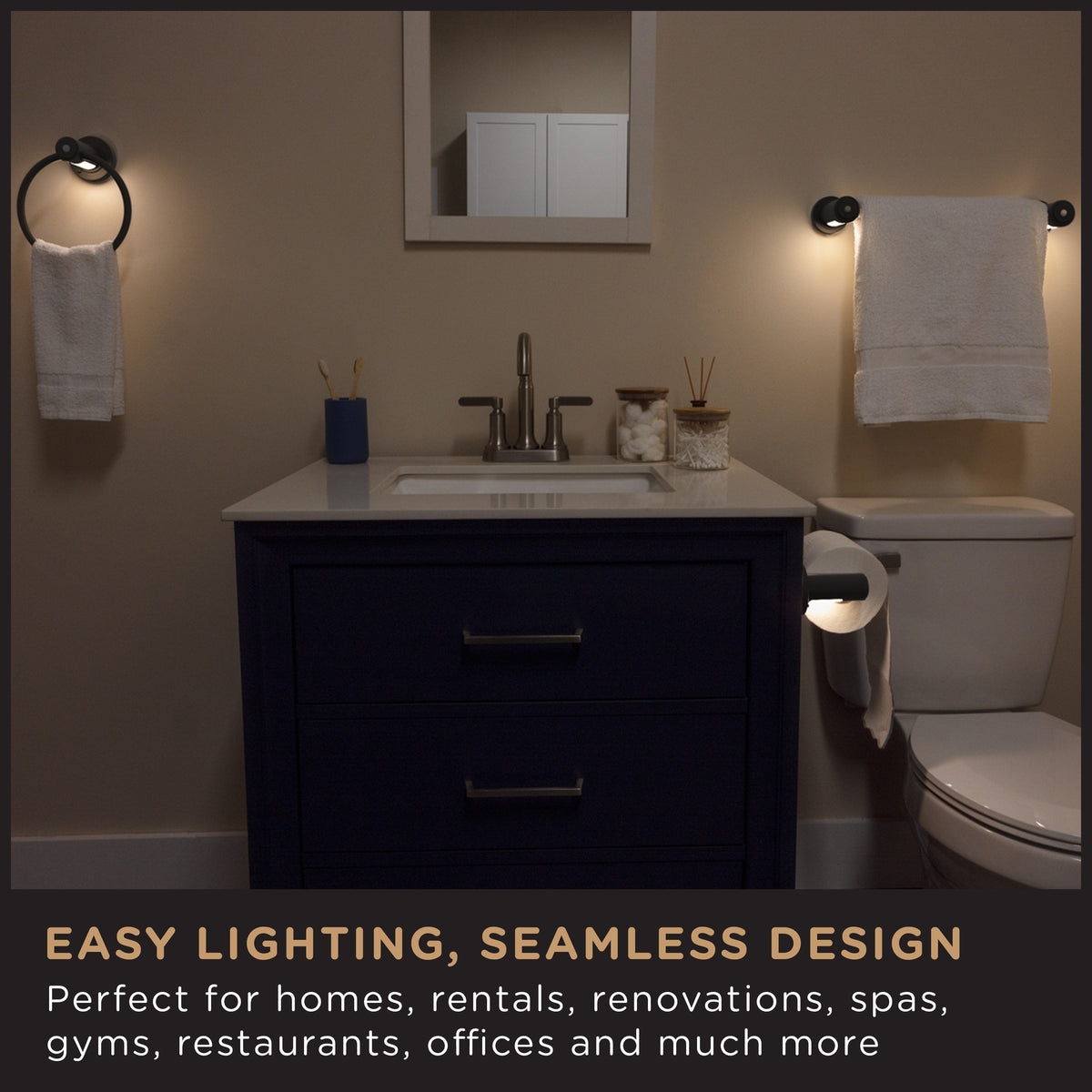 Enbrighten LED Motion Sensing Towel Bar Light, Matte Black