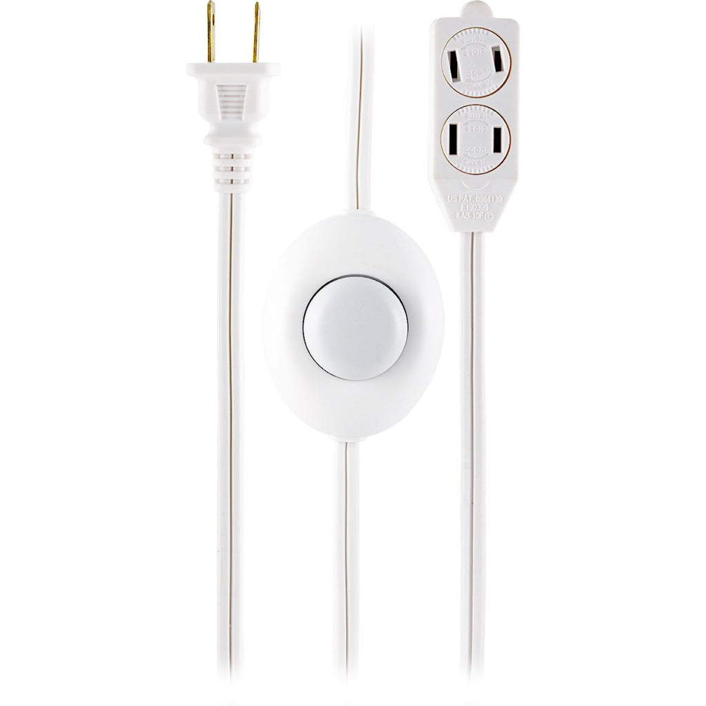 GE 3-Outlet 12ft. Extension Cord with On/Off Switch, White