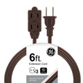 GE 3-Outlet 6ft. Extension Cord with Twist-to-Close Outlets, Brown