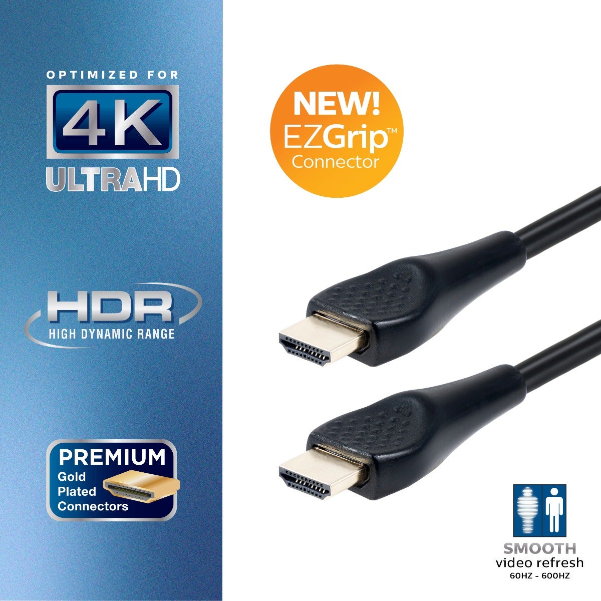 Philips EZ Grip 6ft. 4K HDMI Cable with Ethernet, Black