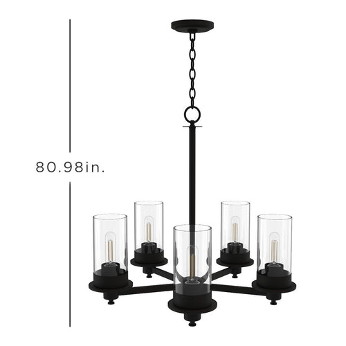 Enbrighten 5-Head Chandelier with LED Vintage Bulbs, Matte Black