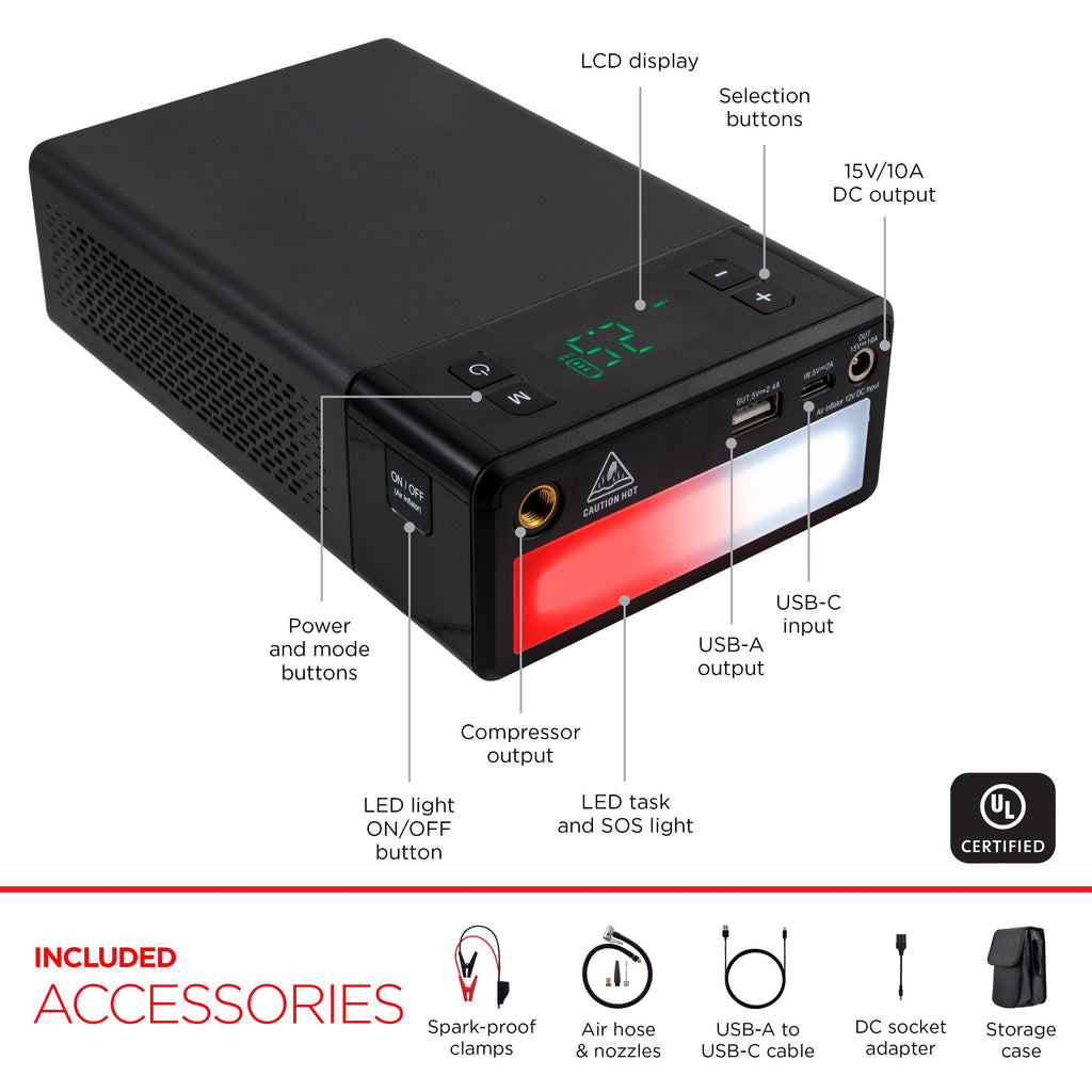 UltraPro Elite 1200A Jump Starter with Air Compressor, Black