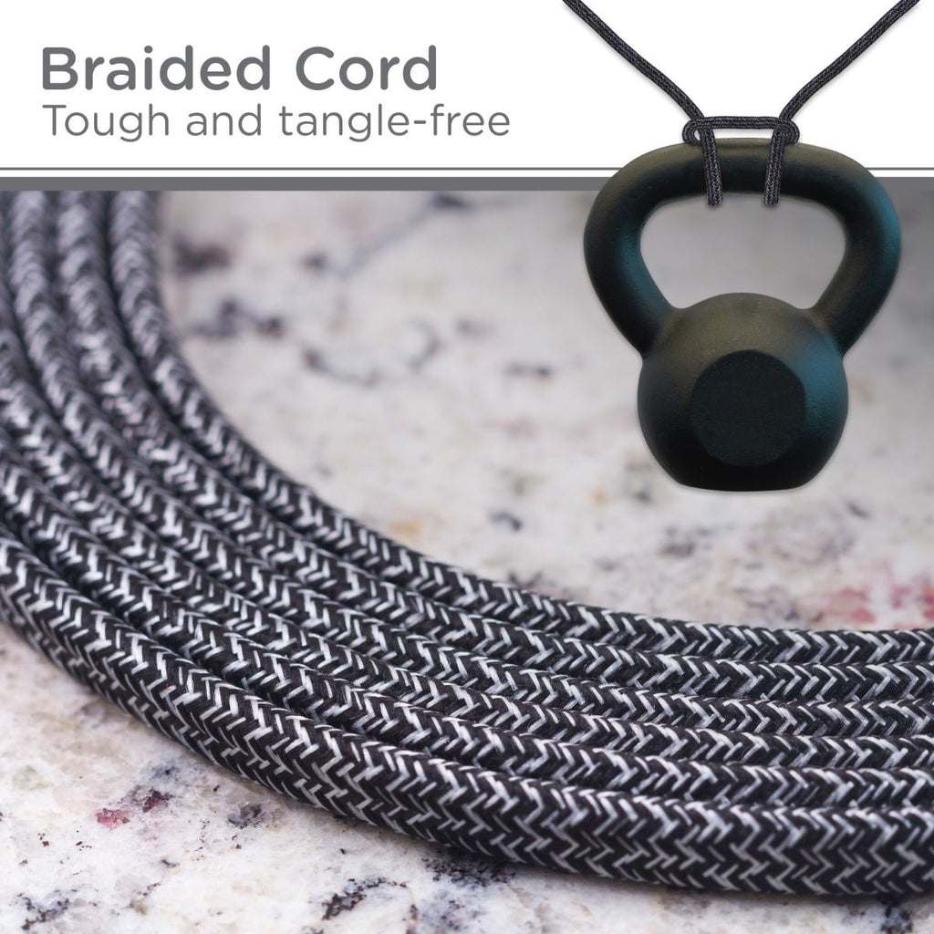 Cordinate 3-Outlet 2ft. Braided Extension Cord with Flat Plug, Black/Gray